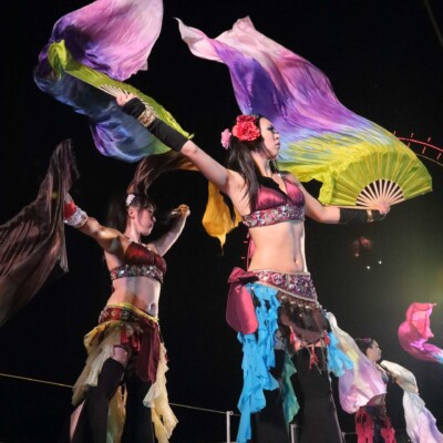 西武園遊園地のビアガーデンで花火大会後にファイアーショー