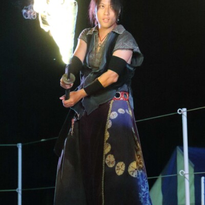 西武園遊園地のビアガーデンで花火大会後にファイアーショー