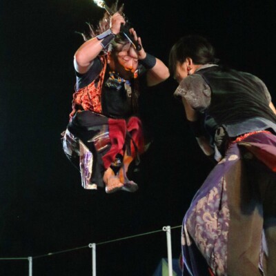 西武園遊園地のビアガーデンで花火大会後にファイアーショー