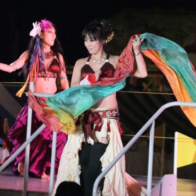 西武園遊園地のビアガーデンで花火大会後にファイアーショー