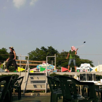西武園遊園地のビアガーデンで花火大会後にファイアーショー