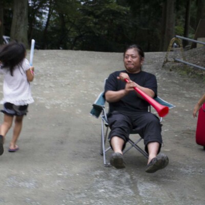 キャンプ場イベントでファイアーショー