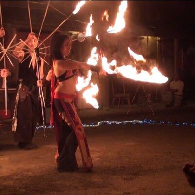 キャンプ場でファイアーショー