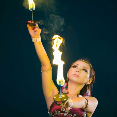 西武園遊園地のビアガーデンで花火大会後にファイアーアラビアンナイト
