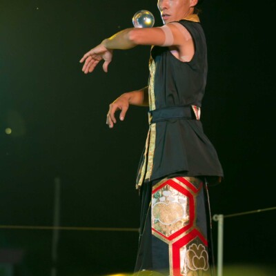 コンタクトジャグリング 西武園遊園地のビアガーデンで花火大会後にファイアーショー