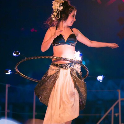 西武園遊園地のビアガーデンで花火大会後にファイアーショー