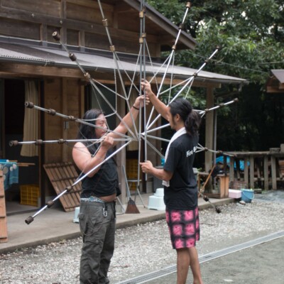 夏のキャンプ場ファイアーショー