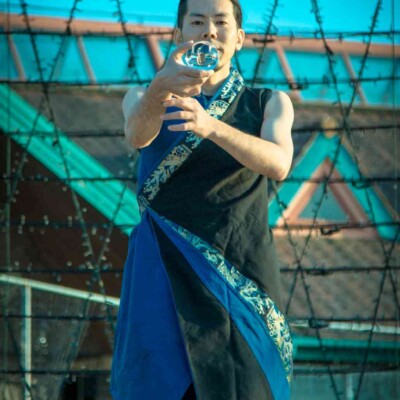 おこたんぺのコンタクトジャグリング 東京ドイツ村でファイアーパフォーマンス