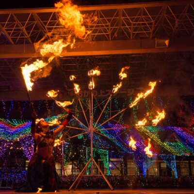 東京ドイツ村の夏イベントサマーフェスタでイルミネーションとファイアーショー