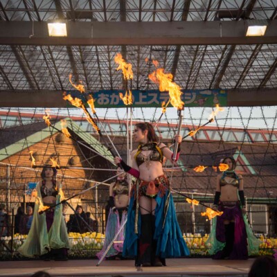 イルミネーションとファイアーパフォーマンス