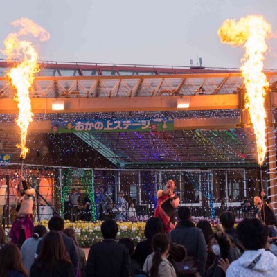 イルミネーション点灯のカウントダウン火炎放射