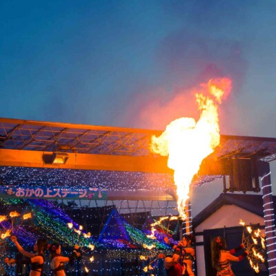 イルミネーションとファイアーパフォーマンス