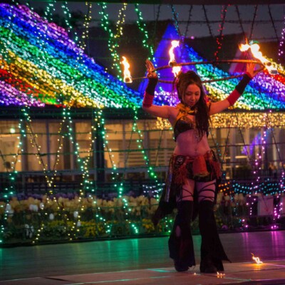 イルミネーションとファイアーパフォーマンス