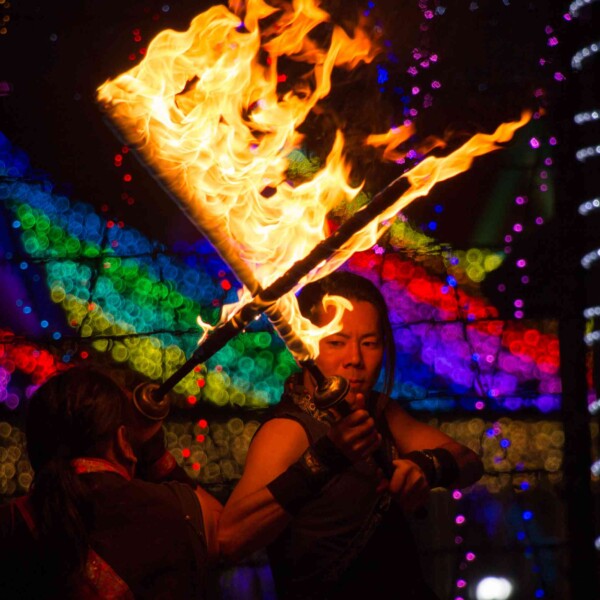 イルミネーションとファイアーパフォーマンス