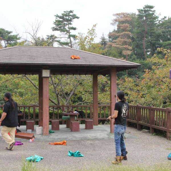 大須大道町人祭でファイアー大道芸パフォーマンスの練習