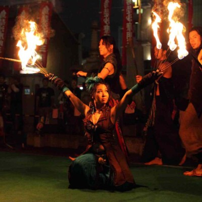 大須大道町人祭で火付盗賊ファイアーパフォーマンス