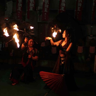 大須大道町人祭で火付盗賊ファイアーパフォーマンス