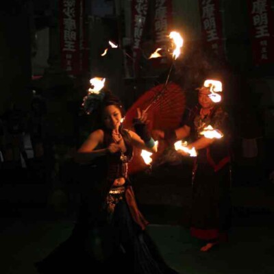 大須大道町人祭で火付盗賊ファイアーパフォーマンス