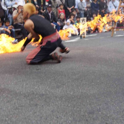 大須大道町人祭で火付盗賊ファイアーパフォーマンス