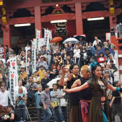 大須大道町人祭で火付盗賊ファイアーパフォーマンス