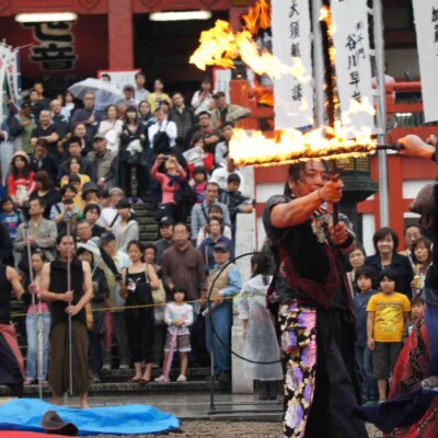 大須大道町人祭で火付盗賊ファイアーパフォーマンス