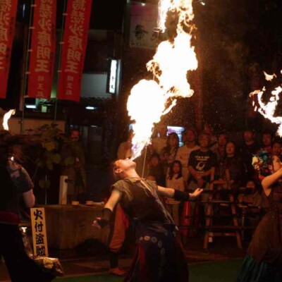 大須大道町人祭で火付盗賊ファイアーパフォーマンス