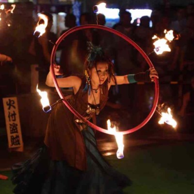 大須大道町人祭で火付盗賊ファイアーパフォーマンス
