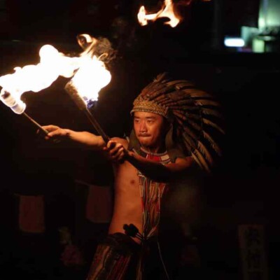 大須大道町人祭で火付盗賊ファイアーパフォーマンス