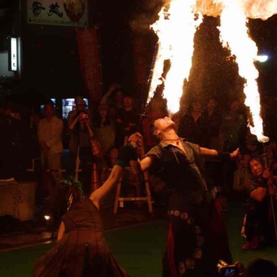 大須大道町人祭で火付盗賊ファイアーパフォーマンス