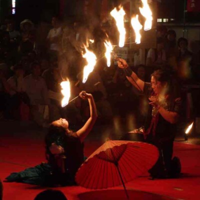 大須大道町人祭で火付盗賊ファイアーパフォーマンス
