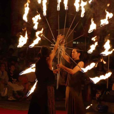大須大道町人祭で火付盗賊ファイアーパフォーマンス