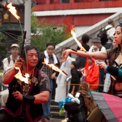 大須大道町人祭で火付盗賊ファイアーパフォーマンス
