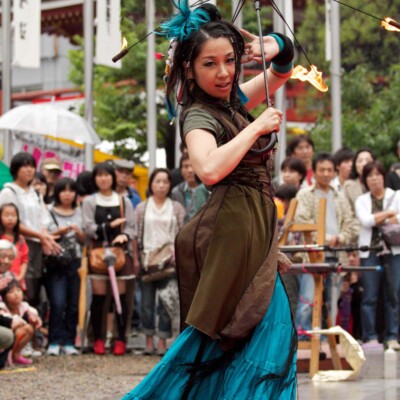 大須大道町人祭で火付盗賊ファイアーパフォーマンス