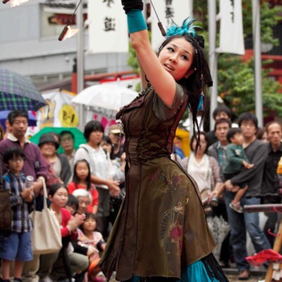 大須大道町人祭で火付盗賊ファイアーパフォーマンス