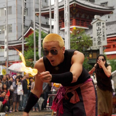 大須大道町人祭で火付盗賊ファイアーパフォーマンス