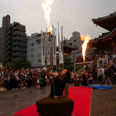 大須大道町人祭で火付盗賊ファイアーパフォーマンス