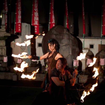 大須大道町人祭で火付盗賊ファイアーパフォーマンス