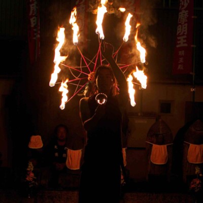 大須大道町人祭で火付盗賊ファイアーパフォーマンス