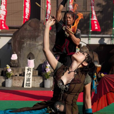 大須大道町人祭で火付盗賊ファイアーパフォーマンス