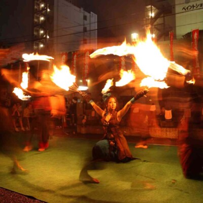 大須大道町人祭で火付盗賊ファイアーパフォーマンス