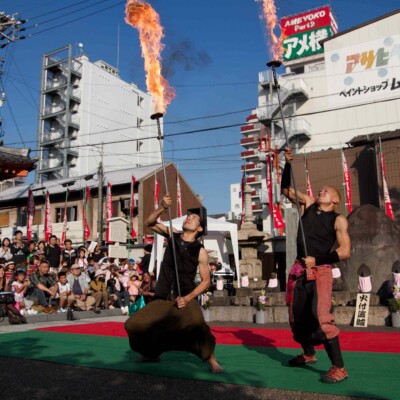 大須大道町人祭で火付盗賊ファイアーパフォーマンス