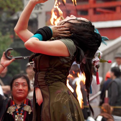 大須大道町人祭で火付盗賊ファイアーパフォーマンス