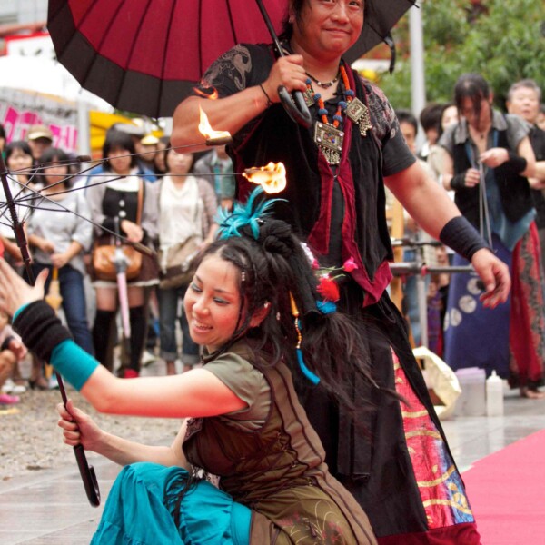 大須大道町人祭で火付盗賊ファイアーパフォーマンス
