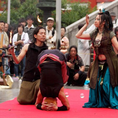大須大道町人祭で火付盗賊ファイアーパフォーマンス