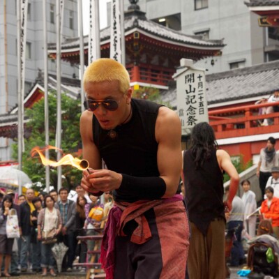 大須大道町人祭で火付盗賊ファイアーパフォーマンス