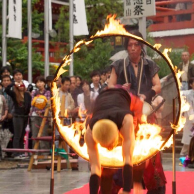 大須大道町人祭で火付盗賊ファイアーパフォーマンス