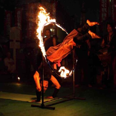 大須大道町人祭で火付盗賊ファイアーパフォーマンス