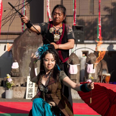 大須大道町人祭で火付盗賊ファイアーパフォーマンス