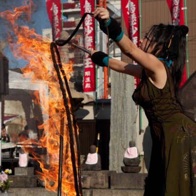 大須大道町人祭で火付盗賊ファイアーパフォーマンス