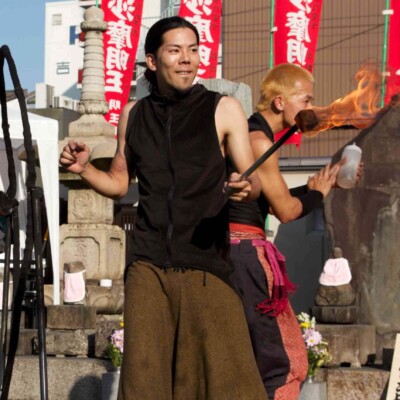 大須大道町人祭で火付盗賊ファイアーパフォーマンス